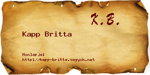 Kapp Britta névjegykártya